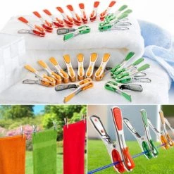 IDMARKET Pinces à Linge X24 Inox Incassables Révolution Avec Crochets Clips De Suspension -Pince et tenaille Soldes 1657740 5