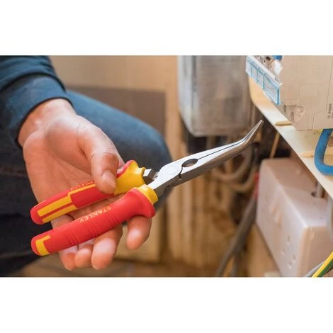 Pince à Becs 1/2 Ronds Longs Coudés - 200 Mm - Isolée 1000V - Tête Chromée Et Inoxydable - STANLEY, 0-84-008 3 Pince à Becs 1/2 Ronds Longs Coudés - 200 Mm - Isolée 1000V - Tête Chromée Et Inoxydable - STANLEY, 0-84-008 – Image 3