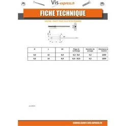 VIS EXPRESS RIVET TOUT ALUMINIUM 4X12 EPAISSEUR DU PANNEAU DE 6A8 TETE FRAISEE TF TA | Conditionnement: 100 Pieces -Pince et tenaille Soldes 27142892 3