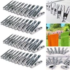 IDMARKET 40 Pinces à Linge Inox, Pinces Incassables, Inusables, Ne Rouillent Pas - Naturel