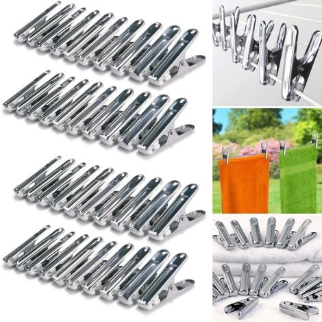 IDMARKET 40 Pinces à Linge Inox, Pinces Incassables, Inusables, Ne Rouillent Pas - Naturel 1 IDMARKET 40 Pinces à Linge Inox, Pinces Incassables, Inusables, Ne Rouillent Pas - Naturel