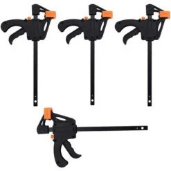 Kueatily 4 Pcs Serre-Joint,4 In Pince à Barre à Cliquet, Main Rapide à Cliquet à Libération,Serre-Joint Robuste En Alliage Pour Des Applications De Serrage Rapides Et Faciles Menuiserie DIY Kit D'outil à Main