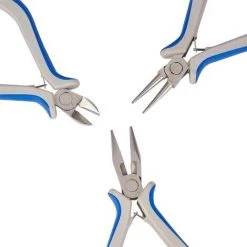 AIDUCHO Kit 3 Pinces Pour Creation De Bijoux : 1 Pince A Bout Rond, 1 Pince Plate, 1 Pince Coupante; Poignee Bleue Et Blanche, 110~125x70mm -Pince et tenaille Soldes 32753485 3