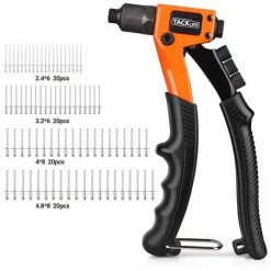 TACKLIFE Kit De Pistolet à Riveter Avec 80 Rivets, Riveteuse à Main 4 En 1, 4 Têtes Interchangeables Sans Outil -HHR3A