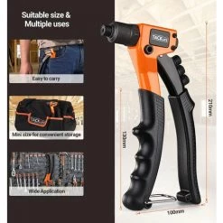 TACKLIFE Kit De Pistolet à Riveter Avec 80 Rivets, Riveteuse à Main 4 En 1, 4 Têtes Interchangeables Sans Outil -HHR3A -Pince et tenaille Soldes 35223309 4