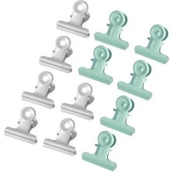 ASUPERMALL Pince En Papier Metal Grands Clips De Liant Colore Blockdog Blockdog Blockdog Bureau Organisateur De Bureau Pour La Photo Fild Etudiants Office De L'Ecole Fourniture De Maison 12Pcs Par Boite 30Mm, Argent+Vert Menthe - Argent+Vert Menthe