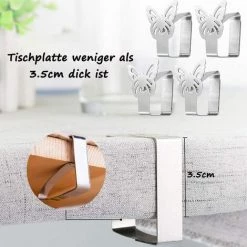 ALMI Lot De 4 Pinces à Nappe En Acier Inoxydable Motif Papillon Pour Table Jusqu'à 3,5 Cm D'épaisseur Argenté -Pince et tenaille Soldes 40480023 3