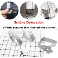 ALMI Lot De 4 Pinces à Nappe En Acier Inoxydable Motif Papillon Pour Table Jusqu'à 3,5 Cm D'épaisseur Argenté -Pince et tenaille Soldes 40480023 4