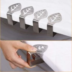 ABCRITAL Pinces À Nappe En Acier Inoxydable 8 Pièces Forme De Feuille Support De Pince De Nappe Réglable Pour Mariage Extérieur Pique-Nique Restaurant Maison, Argen -Pince et tenaille Soldes 41468658 3