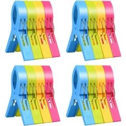 BRIDAY Pinces &agrave, Linge, 16pcs Pinces Serviette Plage, Clip De Brise-Vent, Durable Grosse Pince Plastique Pour Serviettes Quilt V&ecirc,tement Couettes Draps Tapis Nappe