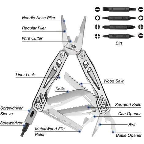 Mossy Oak Pince Multifonction En Acier Inoxydable 21 En 1 Avec Structure Autoverrouillée Parfait Pour Extérieur, Survie, Camping, Randonnée, Réparation Simple 3 Mossy Oak Pince Multifonction En Acier Inoxydable 21 En 1 Avec Structure Autoverrouillée Parfait Pour Extérieur, Survie, Camping, Randonnée, Réparation Simple – Image 3