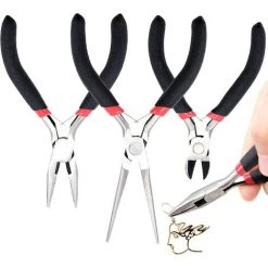 TANABATA 3 Pièces Pince Circlips Pinces à Bijoux Pinces A Bec Long Avec Poignée Antidérapante Outils De Fabrication De Bijoux Bricolage