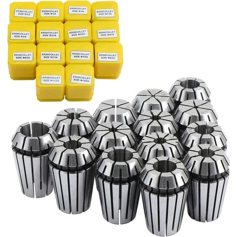 GUAZHUNIFR Pince De Serrage Serrage ER20 - Mandrin De Serrage De 1/16" à 1/2" - Support ER20 - Ensemble De Pince à Ressort Guazhuni 14 Pièces 2 GUAZHUNIFR Pince De Serrage Serrage ER20 - Mandrin De Serrage De 1/16" à 1/2" - Support ER20 - Ensemble De Pince à Ressort Guazhuni 14 Pièces â Image 2