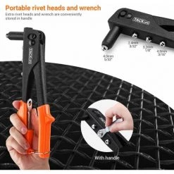 TACKLIFE Pistolet à Riveter， Riveteuse à Main, Avec 40 Rivets En Métal Outil De Rivetage Professionnel - HHR1A -Pince et tenaille Soldes 44000345 4