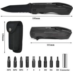 SUN FLOWER Couteau Multifonction 5 En 1, Acier Inoxydable Couteau Pliant Pince Multifonction Avec Pince Tournevis Ouvre-Boîte, Couteau Militaire De Poche Pour Activités Extérieures, Camping, Randonnée Pêche -Pince et tenaille Soldes 44770885 5