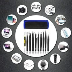 10 Pcs Antistatiques Antistatiques Antimagnétiques Multi-standard En Acier Inoxydable Parfait Pour L'électronique De Laboratoire, Les Bijoux, La Beauté Et Le Travail Détaillé GrooFoo -Pince et tenaille Soldes 44807399 5