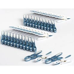 Pince à Linge Fleur(48 Pièces, Bleu-Blanc/Blanc-Bleu) Macaron