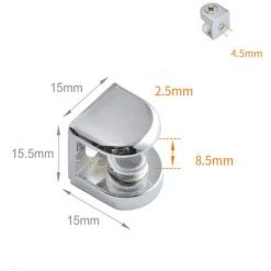 Pince à Verre Support D’Étagère En Verre Support De Tablette Mural Fixation Réglable, Verre Adaptatif De 5-8 Mm D'Épaisseur, Finition Polie En Acier Inoxydable Fontainebleau 4Pcs Argent -Pince et tenaille Soldes 45121164 3