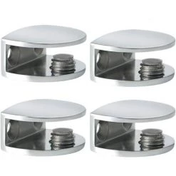 Pince à Verre Support D’Étagère En Verre Support De Tablette Mural Fixation Réglable, Verre Adaptatif De 5-8 Mm D'Épaisseur, Finition Polie En Acier Inoxydable Fontainebleau 4Pcs Argent -Pince et tenaille Soldes 45121164 4