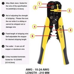 Pince à Dénuder, Pince à Coupe-câbles Dénudeur De Fils Automatique Réglable Multifonctionnel Dénudeur De Fils Pour Les Cables AWG 224-10 (0,2~6.0mm²), Pince à Sertir Dénudeur GrooFoo (jaune) -Pince et tenaille Soldes 45416399 4