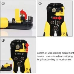 Pince à Dénuder, Pince à Coupe-câbles Dénudeur De Fils Automatique Réglable Multifonctionnel Dénudeur De Fils Pour Les Cables AWG 224-10 (0,2~6.0mm²), Pince à Sertir Dénudeur GrooFoo (jaune) -Pince et tenaille Soldes 45416399 5