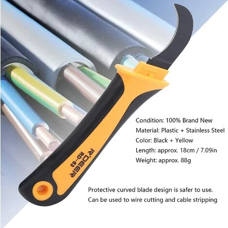 Couteau à Dénuder-lame En Acier Inoxydable Betterlife,poignée D'isolation De Fil Couteau à Dénuder Outil D'électricien(1 Pcs) 3 Couteau à Dénuder-lame En Acier Inoxydable Betterlife,poignée D'isolation De Fil Couteau à Dénuder Outil D'électricien(1 Pcs) – Image 3