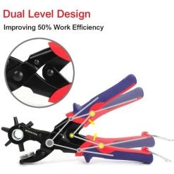 WORKPRO Pince Perforatrice Avec 6 Tailles De Poinçon Interchangeables Pour Tissu Ceinture En Cuir Sac Plastique Papier -Pince et tenaille Soldes 46233001 3
