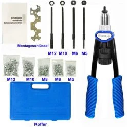 DAY PLUS Pince à Rivets Professionnelle Pince à Rivets Comprenant 150 écrous à Rivets M5 M6 M8 M10 M12 Rivets -Pince et tenaille Soldes 47158772 4