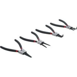 JEU DE 4 PINCES A CIRCLIPS INTERIEUR, EXTERIEUR DROITES ET COUDEES 175mm BGS DIY