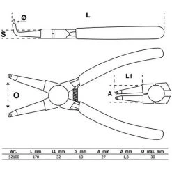 JEU DE 4 PINCES A CIRCLIPS INTERIEUR, EXTERIEUR DROITES ET COUDEES 175mm BGS DIY -Pince et tenaille Soldes 47345929 3