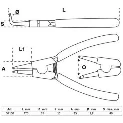 JEU DE 4 PINCES A CIRCLIPS INTERIEUR, EXTERIEUR DROITES ET COUDEES 175mm BGS DIY -Pince et tenaille Soldes 47345929 5