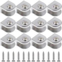 Pinces à Verre,support De Verre Réglable,pince De Support De Verre,support De Cloison En Verre Réglable,peuvent Installer De L'argent En Verre De 6 à 8 Mm D'épaisseur (avec Vis),Starlight,12 Pièces