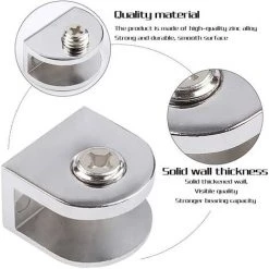 Pinces à Verre,support De Verre Réglable,pince De Support De Verre,support De Cloison En Verre Réglable,peuvent Installer De L'argent En Verre De 6 à 8 Mm D'épaisseur (avec Vis)，Starlight，12 Pièces -Pince et tenaille Soldes 47746479 3