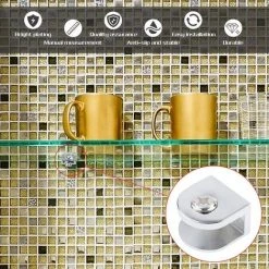 Pinces à Verre,support De Verre Réglable,pince De Support De Verre,support De Cloison En Verre Réglable,peuvent Installer De L'argent En Verre De 6 à 8 Mm D'épaisseur (avec Vis)，Starlight，12 Pièces -Pince et tenaille Soldes 47746479 5