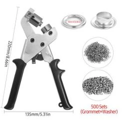 SUPERSELLER Pince Spécialisée Ensemble De Pinces à œillets à œillets 3/8 Pouces Kit D'outils à œillets Pinces à Perforer à Main Perforateur Manuel Portable Avec 500 Pièces œillet Et Rondelle 10mm, Oeillet 10mm -Pince et tenaille Soldes 48737209 3