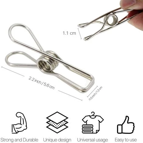 KARTOKNER Lot De 50 Pinces à Linge En Acier Inoxydable Pour Chaussettes Et Vêtements - Usage Quotidien 2 KARTOKNER Lot De 50 Pinces à Linge En Acier Inoxydable Pour Chaussettes Et Vêtements - Usage Quotidien – Image 2