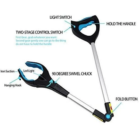 SUPERMARKET Pince Ramasse Objet Pince Telescopique Avec Phare, Pince Pliable De 81cm Mâchoire Antidérapante Tête Rotative à 90° Ramassage Pliable Pour La Collecte Des Ordures,Superma 2 SUPERMARKET Pince Ramasse Objet Pince Telescopique Avec Phare, Pince Pliable De 81cm Mâchoire Antidérapante Tête Rotative à 90° Ramassage Pliable Pour La Collecte Des Ordures,Superma – Image 2