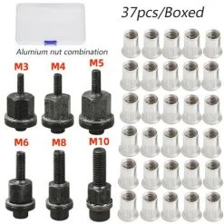 DECKON Ensemble D'outils En Acier Inoxydable, Boîte à Rivets Filetés, Outils Manuels En Aluminium, Accessoires, Outil D'insertion D'écrou De Rivet, 37 Pièces -Pince et tenaille Soldes 52693726 5