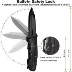 Kartokner 5 En 1 Couteau Multifonction, Couteau Pliant Pince Multifonction De Poche Avec Ouvre-Boîte, Tournevis Pour Activités Extérieures, Camping,Randonnée(Sécurité Intégrée & Pochette De Ceinture) -Pince et tenaille Soldes 52766742 5