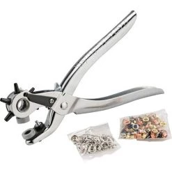 ABCRITAL Pinces À Punch, Pinces À Oeillets, Pinces À Punch Tournantes, 100 Œillets Et 48 Attaches À Claquettes, Pour Cuir, Textiles Et Matières Plastiques