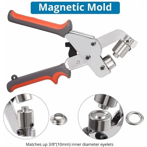 MERKMAK Pince A Oeillets Avec 500 Oeillets Argentes De 3/8" (10mm) Pour Cuir Ceinture En Cuir Tissu Vetements PVC Baches Sacs Et Etuis 4 MERKMAK Pince A Oeillets Avec 500 Oeillets Argentes De 3/8" (10mm) Pour Cuir Ceinture En Cuir Tissu Vetements PVC Baches Sacs Et Etuis – Image 4