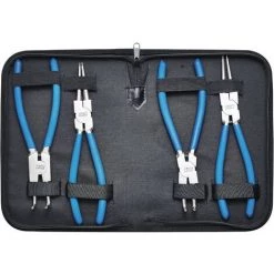 KRAFTPLUS K.105-4225 Pinces à Circlips Intérieurs Et Extérieurs 225 Mm Droite Coudée Pour Bagues Anneaux De Sécurité - 4 Pcs - Avec étui