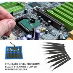 DECKON Pince à épiler Industrielle Facile à Utiliser 9 Pièces Pince à épiler ESD Antistatique Avec Sac En Toile Outil De Réparation De Pince à épiler à Pointe Droite Incurvée En Acier Inoxydable 9 DECKON Pince à épiler Industrielle Facile à Utiliser 9 Pièces Pince à épiler ESD Antistatique Avec Sac En Toile Outil De Réparation De Pince à épiler à Pointe Droite Incurvée En Acier Inoxydable -Pince et tenaille Soldes 54168599 5