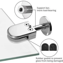 Pince En Verre En Acier Inox 304 Support De Fixation De Support Au Sol à Dos Plat Pour Sans Cadre Pour Main Courante Support De Finition De Brosse Panneaux De Verre Clôture De Piscine En Verre，Fontainebleau -Pince et tenaille Soldes 55414823 4