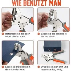 TINOR Kit D'Outils à œIllets Pince à Presse à œIllets Kits Manuels De PoinçOn De Maintien Portables Machine à œIllets Portable Avec œIllets 100 PièCe SéRie -Pince et tenaille Soldes 56198495 4