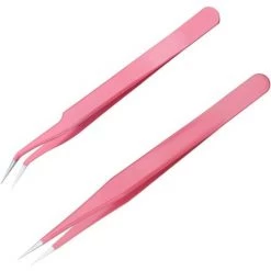 STARLIGHT Pince Extension Cils, SL.GT,2 Pcs Pinces à Extension De Cils En Acier Inoxydable Pince à Épiler Cils à Bouts Droite & Courbé