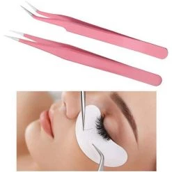 STARLIGHT Pince Extension Cils, SL.GT,2 Pcs Pinces à Extension De Cils En Acier Inoxydable Pince à Épiler Cils à Bouts Droite & Courbé -Pince et tenaille Soldes 56569258 4