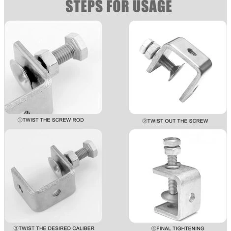 STARLIGHT SL.GT,Serre Joints C Pince Fixation Travail Bois Pince En C Robustes En Acier Inoxydable Tigre Pince De Menuiserie(4 Pièces) 2 STARLIGHT SL.GT,Serre Joints C Pince Fixation Travail Bois Pince En C Robustes En Acier Inoxydable Tigre Pince De Menuiserie(4 Pièces) – Image 2