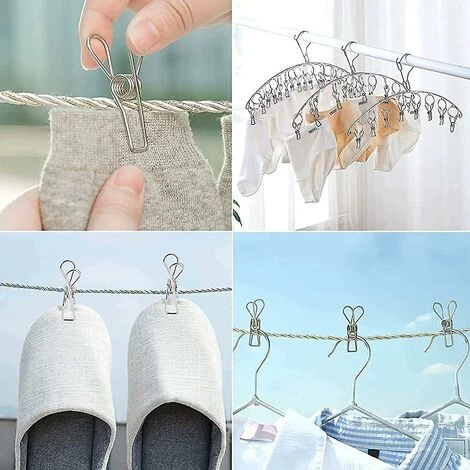 CADEAUX 100pcs Pinces à Linge Pinces à Linge En Acier Inoxydable Corde à Linge Pinces à Linge En Métal - 5 2 CADEAUX 100pcs Pinces à Linge Pinces à Linge En Acier Inoxydable Corde à Linge Pinces à Linge En Métal - 5 – Image 2