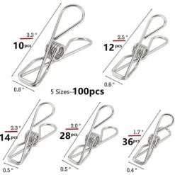 CADEAUX 100pcs Pinces à Linge Pinces à Linge En Acier Inoxydable Corde à Linge Pinces à Linge En Métal - 5 7 CADEAUX 100pcs Pinces à Linge Pinces à Linge En Acier Inoxydable Corde à Linge Pinces à Linge En Métal - 5 -Pince et tenaille Soldes 56806927 4